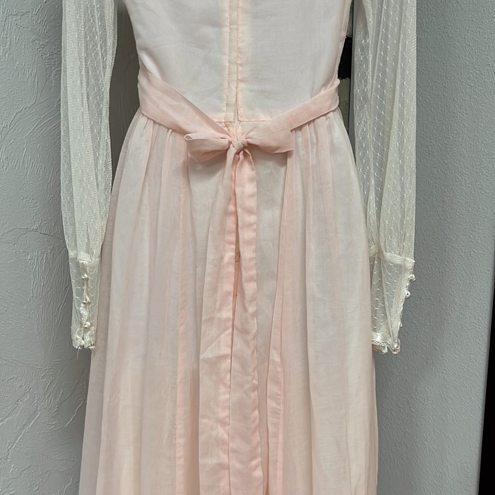 Vintage Gunne Sax Corset Long Sleeve Pink Maxi Dress - Picture 10 of 16
